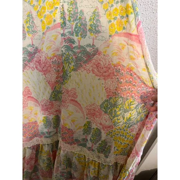 Vtg Act Saks Fifth Avenue Young Dimensions Prarie Fairycore Pastel Maxi Dress - Picture 8 of 11